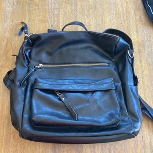Black pleather back pack purse.